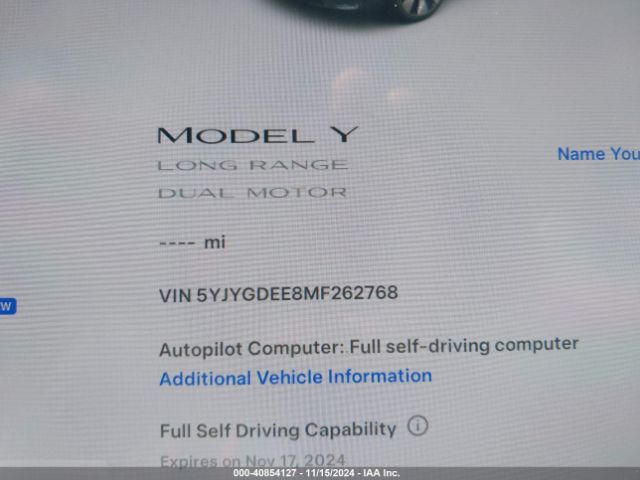 5YJYGDEE8MF262768 Tesla Model Y Long Range Dual Motor All-wheel Drive