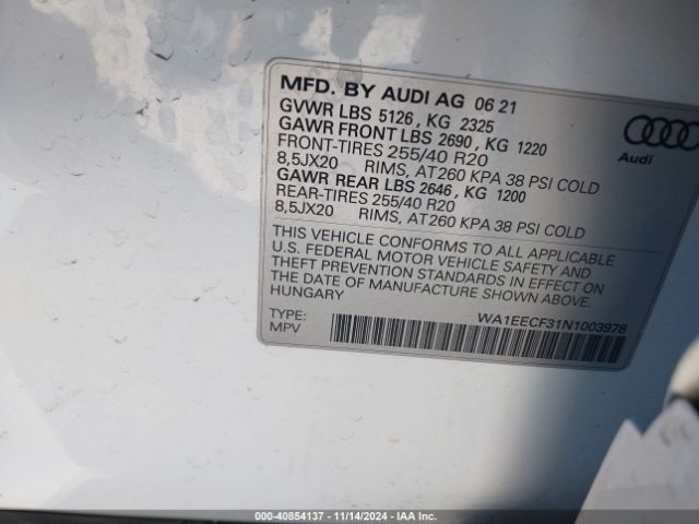 WA1EECF31N1003978 Audi Q3 Premium Plus 45 Tfsi S Line Quattro Tiptronic