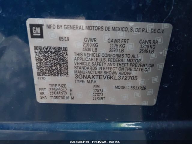 2019 CHEVROLET EQUINOX 3GNAXTEV6KL372705 Photo 8