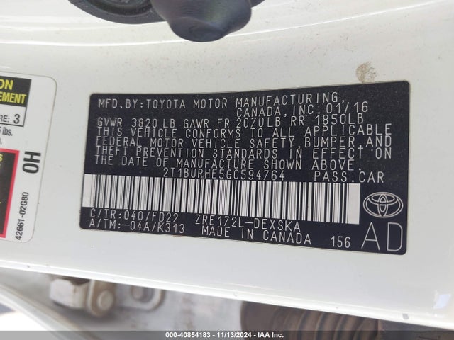 Toyota Corolla S Plus 2016 2T1BURHE5GC594764 Image 9