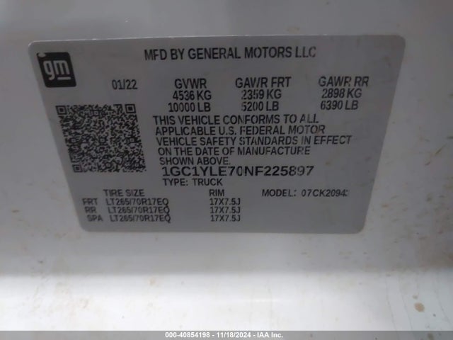 Chevrolet Silverado 2500hd 4wd  Long Bed Wt 2022 1GC1YLE70NF225897 Image 9