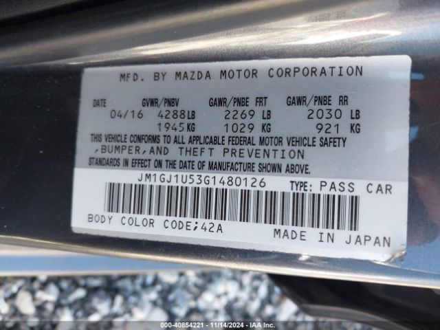 JM1GJ1U53G1480126 Mazda Mazda6 I Sport