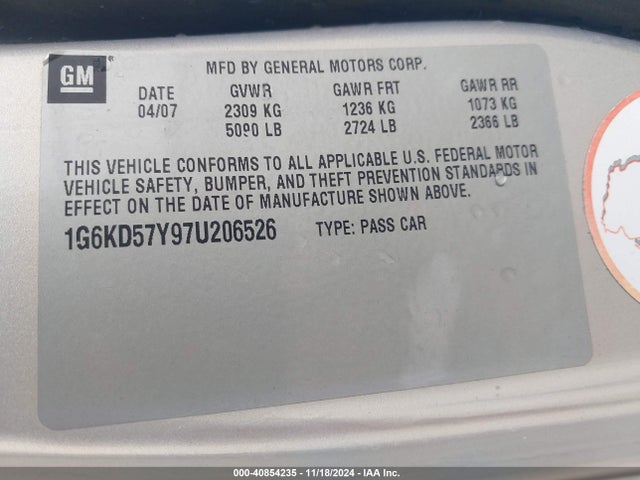 2007 CADILLAC DTS 1G6KD57Y97U206526 Photo 8