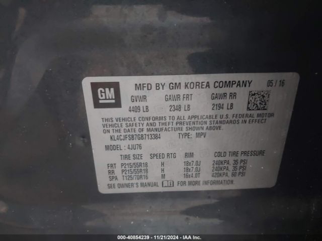 KL4CJFSB7GB713384 Buick Encore Convenience