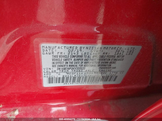 Nissan SENTRA SR 2019 3N1AB7AP2KY320533 Image 9