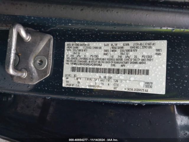 1FMCU9HD2KUC00382 Ford ESCAPE SEL