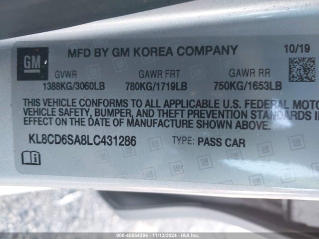 Chevrolet Spark Fwd 1lt Automatic 2020 KL8CD6SA8LC431286 Image 9