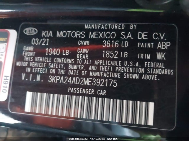 KIA RIO S 2021 3KPA24AD2ME392175 Image 9