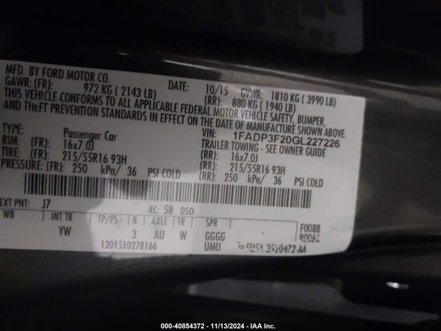 1FADP3F20GL227226 Ford FOCUS SE