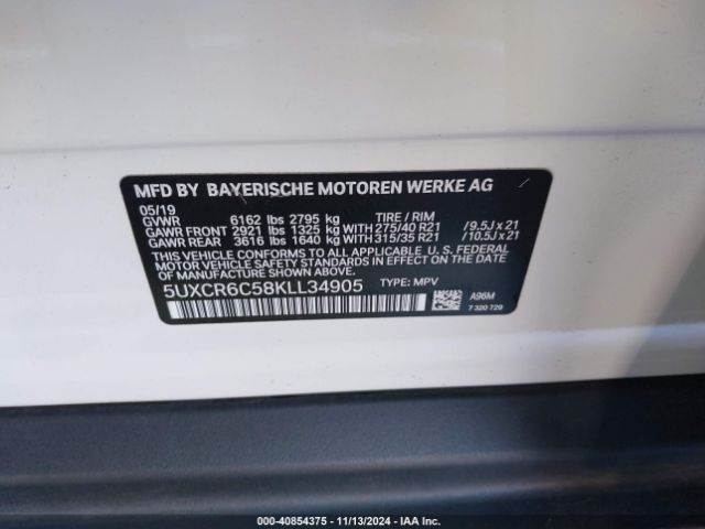 5UXCR6C58KLL34905 BMW X5 Xdrive40i