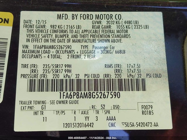 Ford Mustang V6 2016 1FA6P8AM8G5267590 Image 9