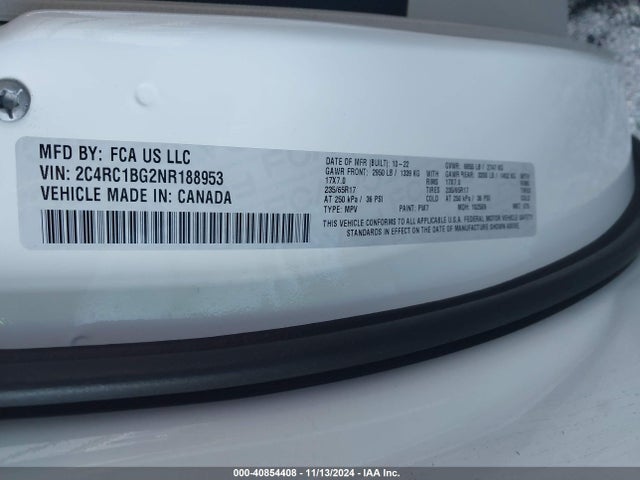 2C4RC1BG2NR188953 Chrysler Pacifica Touring L