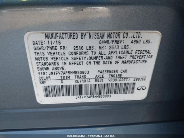 JN1FV7AP5HM850603 Infiniti Q50 3.0t Red Sport 400