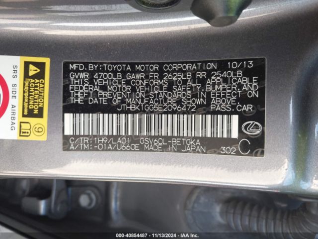 JTHBK1GG5E2096472 Lexus ES 350