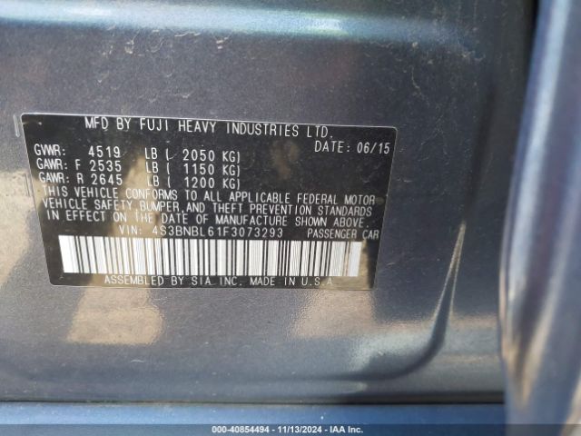 4S3BNBL61F3073293 Subaru Legacy 2.5i Limited