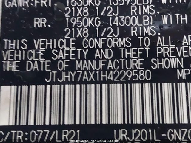 JTJHY7AX1H4229580 Lexus LX 570