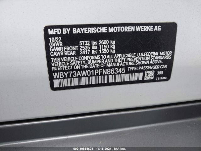 WBY73AW01PFN86345 BMW I4 Edrive40
