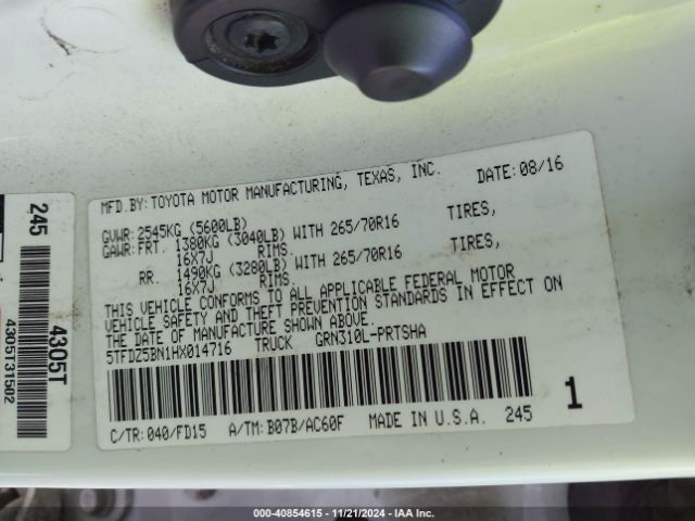 5TFDZ5BN1HX014716 Toyota Tacoma Trd Off Road