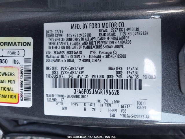 3FA6P0SU6GR196628 Ford Fusion Energi Titanium