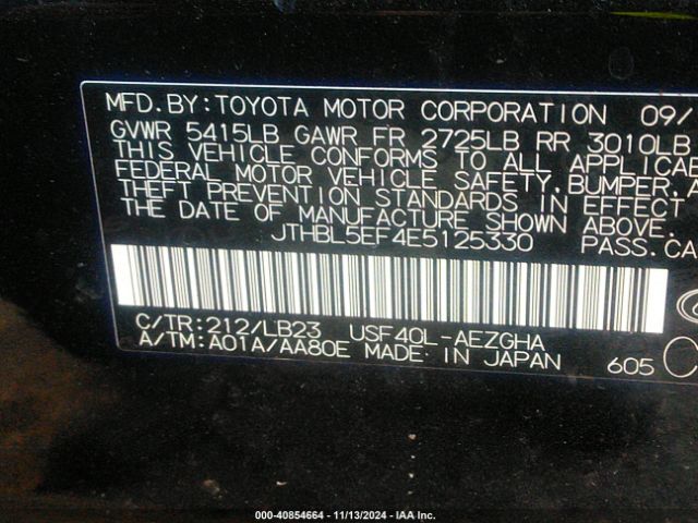 JTHBL5EF4E5125330 Lexus LS 460