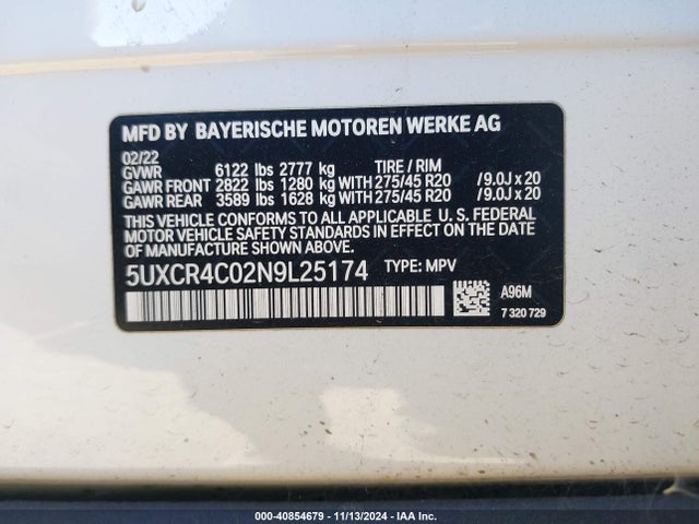 5UXCR4C02N9L25174 BMW X5