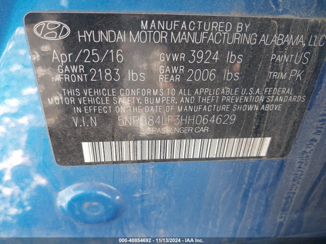 Hyundai ELANTRA SE 2017 5NPD84LF3HH064629 Image 9