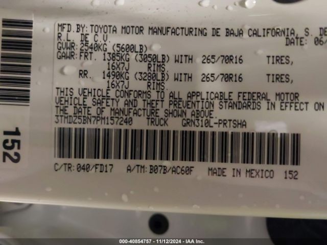 3TMDZ5BN7PM157240 Toyota Tacoma Trd Off Road