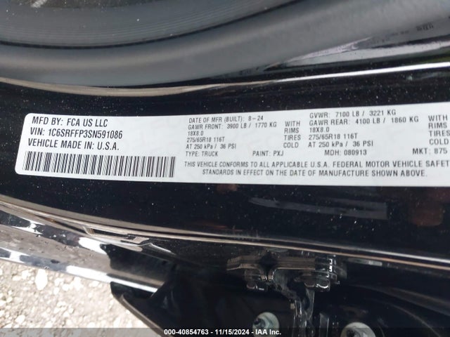 1C6SRFFP3SN591086 RAM 1500 Big Horn  4x4 5'7 Box