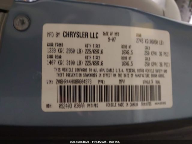 2008 CHRYSLER TOWN & COUNTRY 2A8HR44HX8R604973 Photo 8