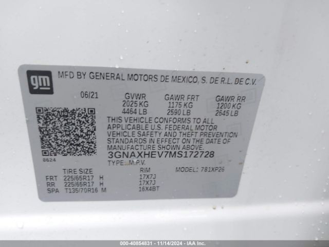 2021 CHEVROLET EQUINOX 3GNAXHEV7MS172728 Photo 8