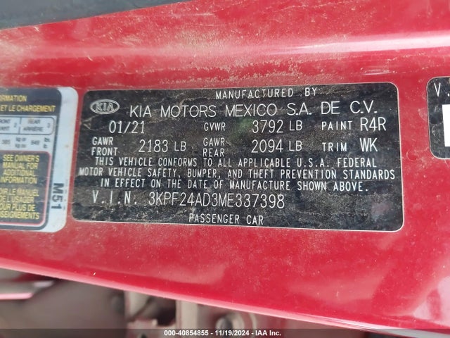 KIA Forte Lxs 2021 3KPF24AD3ME337398 Image 9