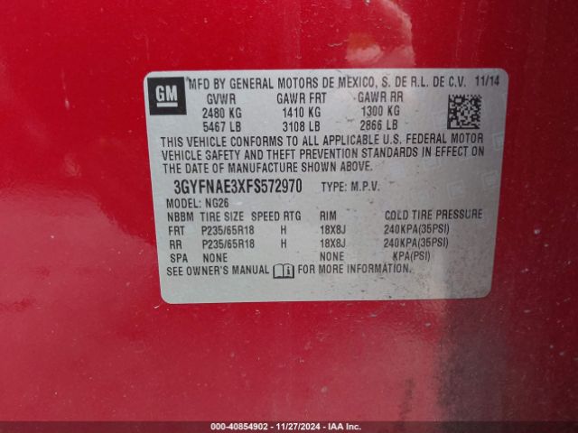 3GYFNAE3XFS572970 Cadillac Srx Standard