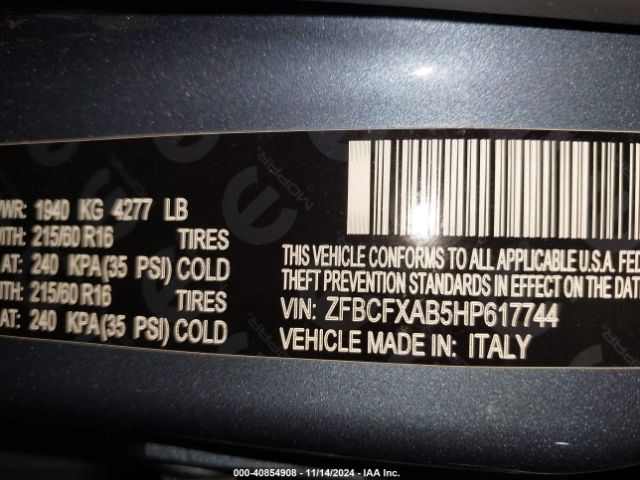 ZFBCFXAB5HP617744 Fiat 500x Pop Fwd