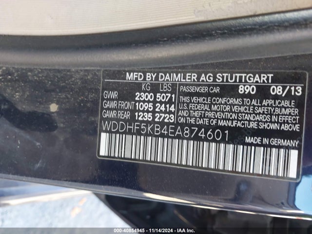 Mercedes-Benz E 350 2014 WDDHF5KB4EA874601 Image 9