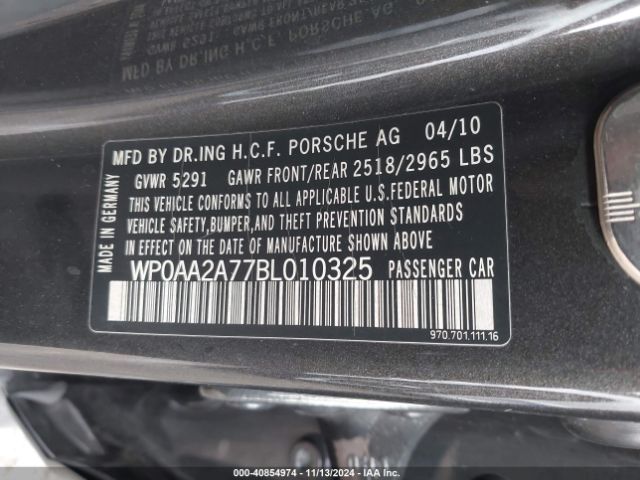 2011 PORSCHE PANAMERA WP0AA2A77BL010325 Photo 8