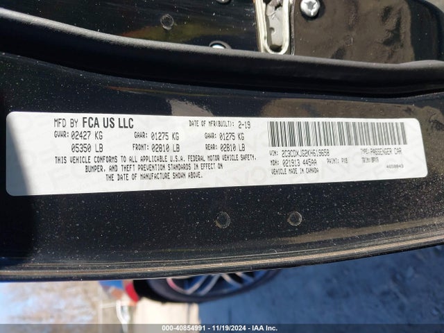 2C3CDXJG2KH619658 Dodge Charger Sxt Awd