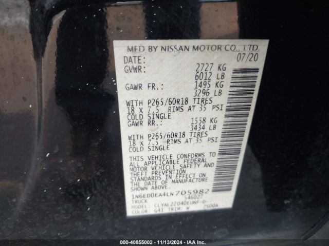 1N6ED0EA4LN705982 Nissan Frontier Sv 4x2