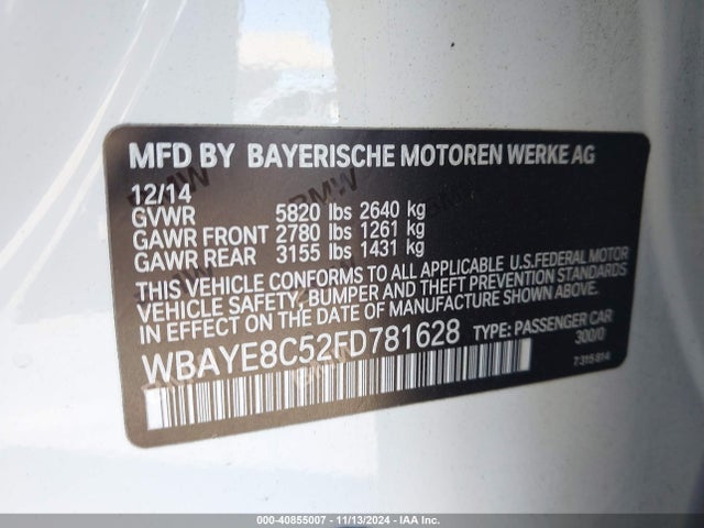 WBAYE8C52FD781628 BMW 750LI