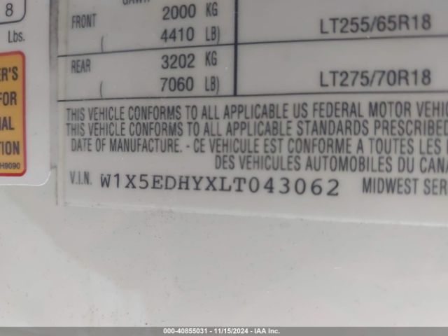 W1X5EDHYXLT043062 Mercedes-Benz Sprinter 3500 High Roof V6