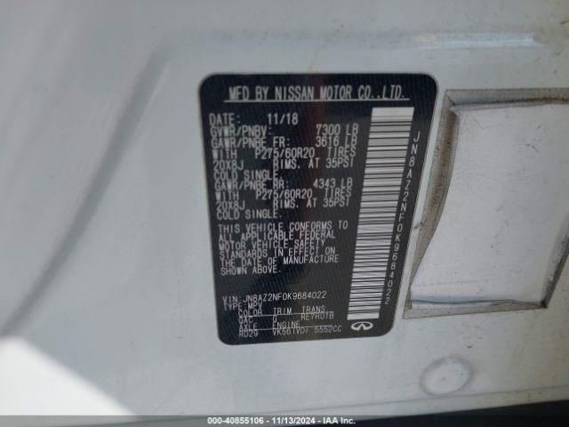 JN8AZ2NF0K9684022 Infiniti QX80 LUXE