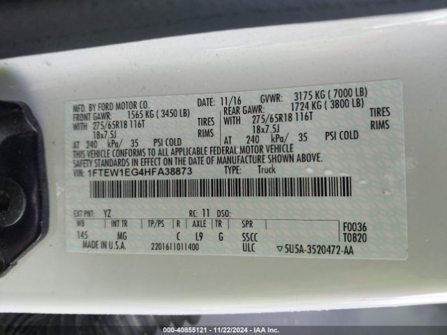 1FTEW1EG4HFA38873 Ford F-150 Xlt