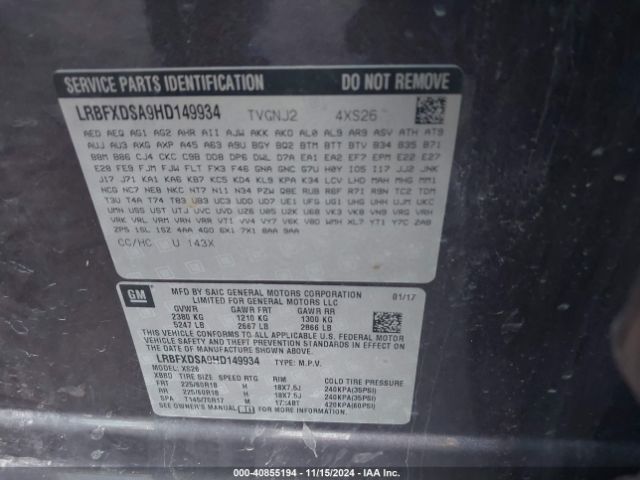 LRBFXDSA9HD149934 Buick Envision Essence