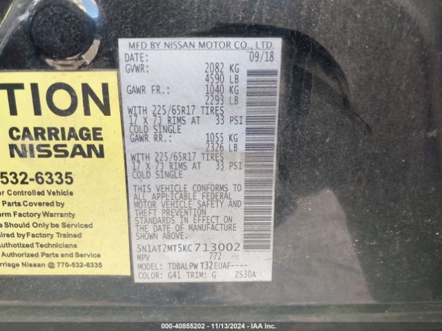 5N1AT2MT5KC713002 Nissan ROGUE S