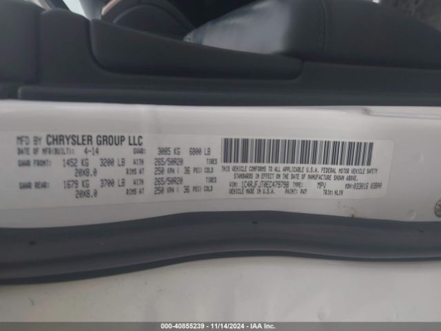 1C4RJFJT0EC479798 Jeep Grand Cherokee Summit