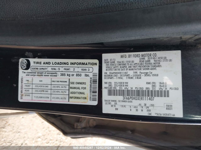 Ford FUSION SE 2014 3FA6P0HDXER111407 Image 9