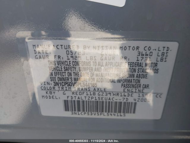 3N1CP5DV5PL544165 Nissan Kicks Sr Xtronic Cvt