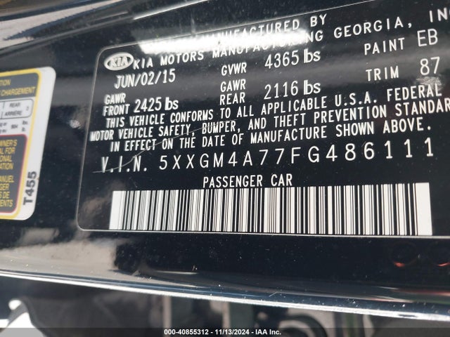 KIA Optima Lx 2015 5XXGM4A77FG486111 Image 9