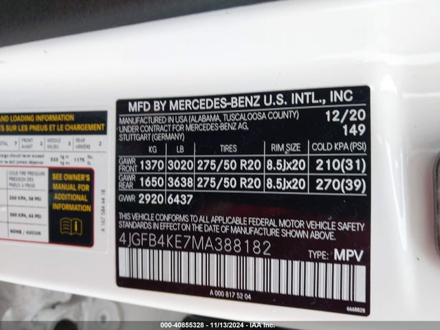 4JGFB4KE7MA388182 Mercedes-Benz Gle 350 4matic