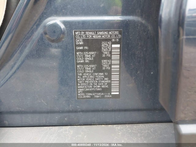 Nissan ROGUE SV 2015 KNMAT2MVXFP575865 Image 9