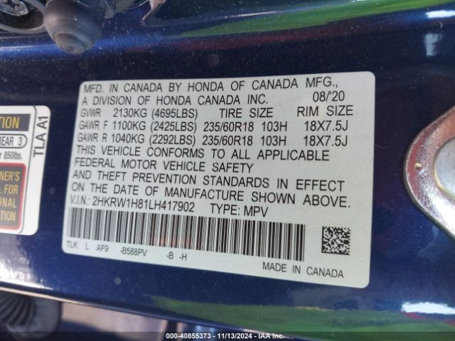 2HKRW1H81LH417902 Honda Cr-v 2wd Ex-l
